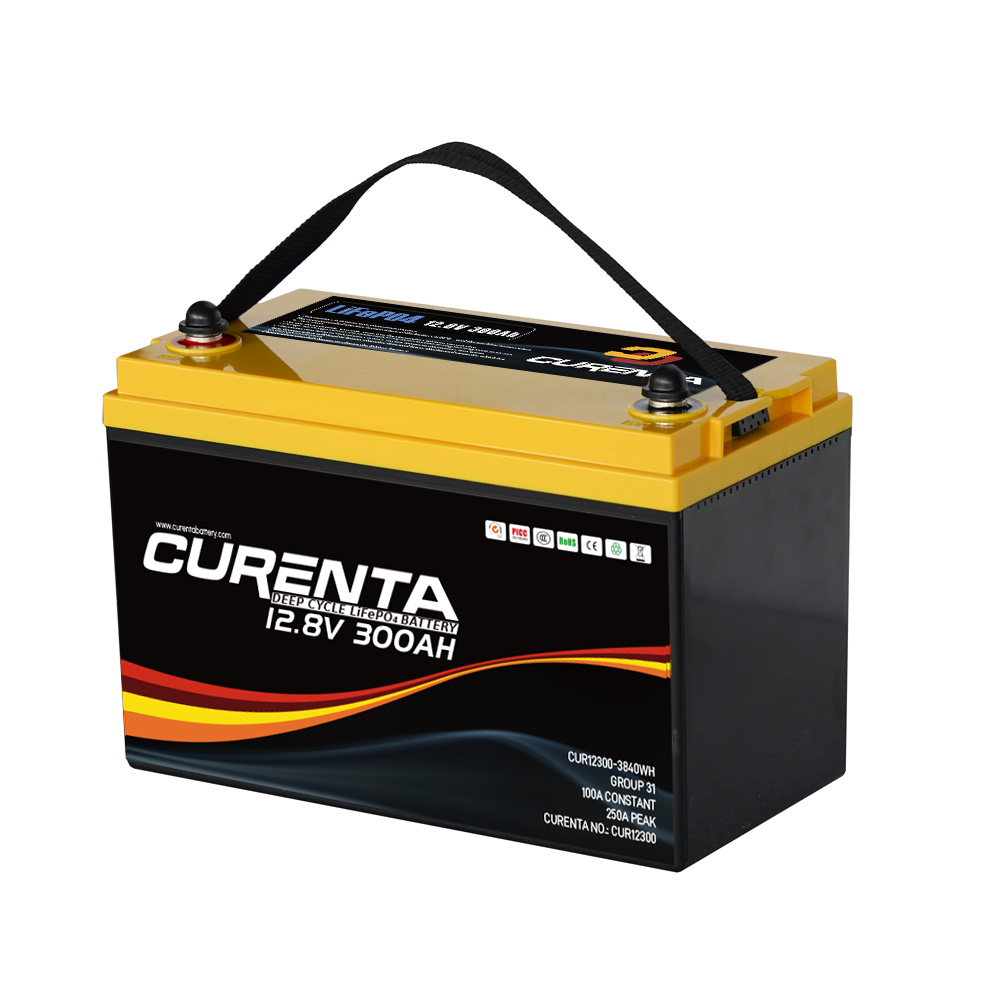 CURENTA 12V 300Ah Lithium LiFePO4 Battery, Built-in 200A BMS, Max 2560W Power Output, Easy Installation, 6000+ Deep Cycles, CE&Rohs Certificates, 10-Year Lifetime, Perfect for Off-Grid, RV, Solar