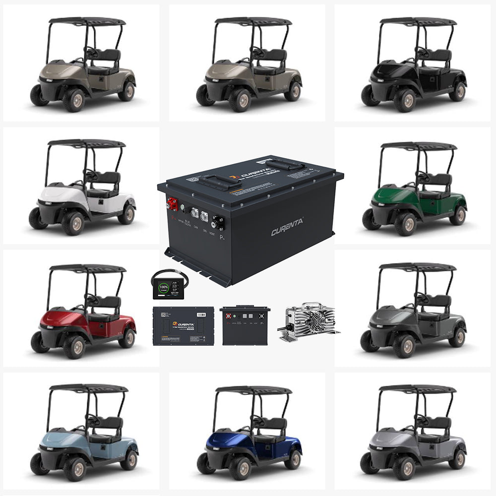 CURENTA Battery 36V 105Ah Lithium Golf Cart Battery, Built-in Smart 100A BMS, with Touch Monitor & Mobile APP, 6000+ Cycles Rechargeable LiFePO4 Battery, Max 3.84kW Power Output, Perfect for Golf Carts