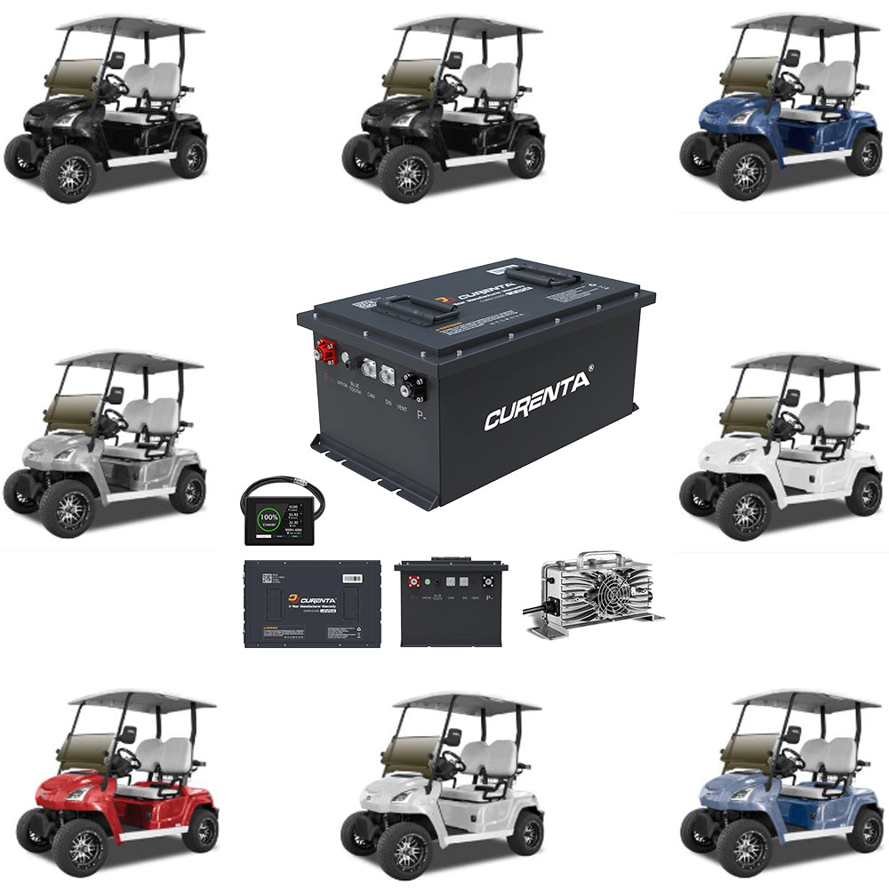 CURENTA Battery 36V 105Ah Lithium Golf Cart Battery, Built-in Smart 100A BMS, with Touch Monitor & Mobile APP, 6000+ Cycles Rechargeable LiFePO4 Battery, Max 3.84kW Power Output, Perfect for Golf Carts