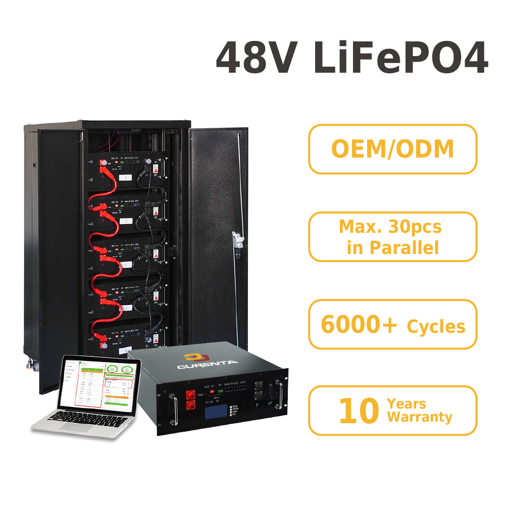 CURENTA 48V 50AH 2.5KWh Rack Mounted LiFePO4 Lithum Battery Pack IP65 Build in Smart BMS,Up to 6000+ Deep Cycle &10-Year Lifetime for Off-Grid, Home Solar Power Energy Storage System EU Stock Fast Shiping