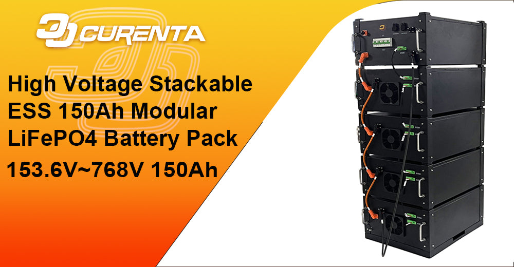 CURENTA Lastest Lanuched 64V 150Ah Modular High Voltage Stackalbe Energy Storage Systems LiFePO4 Lithium Battery,Max. 12pcs in Series,Meet 192V-768V On-Grid and Off-Grid Applications Solar Home Power Energy Storage