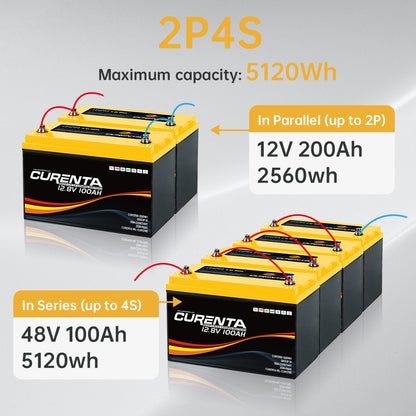 CURENTA 12V 100Ah LiFePO4 Lithium Battery - BCI Group 31 Compliant, 6000 Cycles, Built-in 100A BMS, Low Temperature Protection - Ideal for RVs Boat Trolling Motor Camper Out Door UPS Power Battery