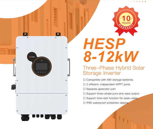 Hybrid Inverter Three-Phase Hybrid Solar Storage Inverter 12000W 12KW IP65 SRNE HESP48120SH3 Compatible with 48V CURENTA Storage Batteries