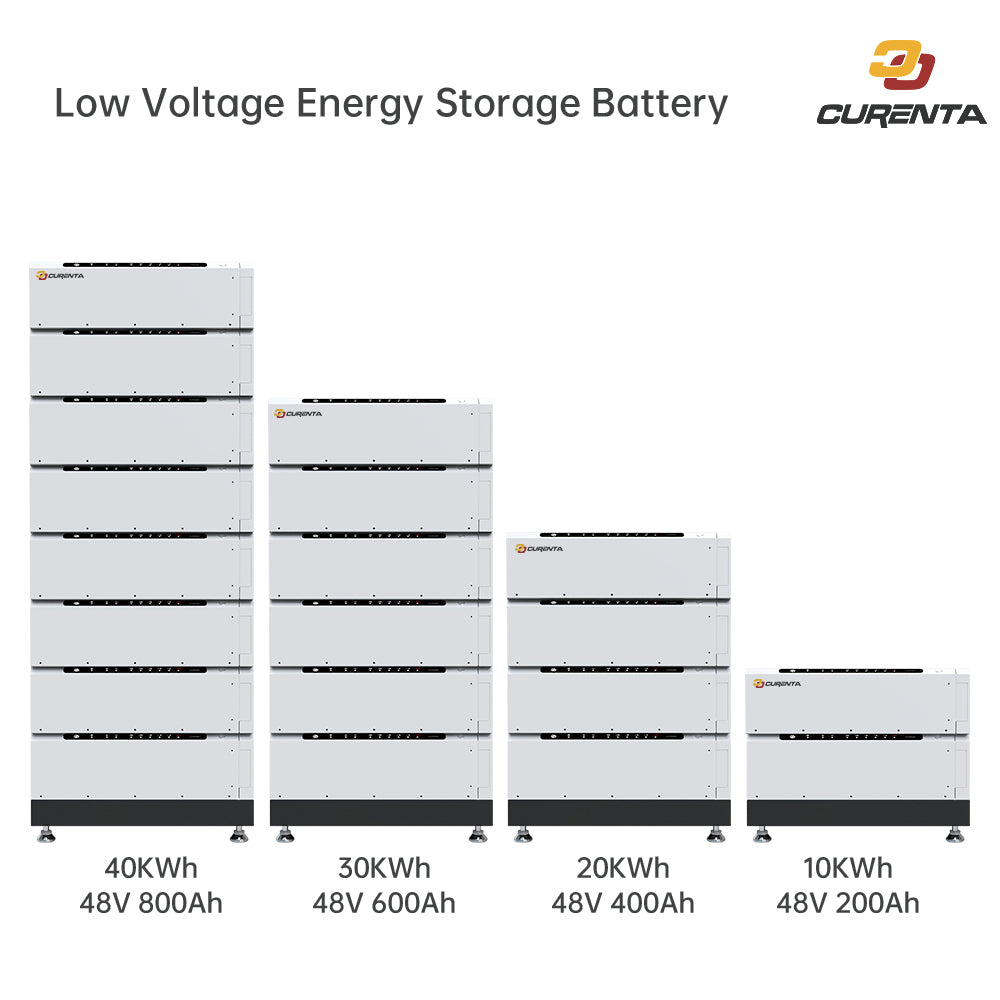 CURENTA 48V 51.2V 100Ah Stackable LiFePO4 Solar Battery 5KWH 10KWH 15KWH 20KWH Energy Storage Lithium Battery Pack EU Stock Ready to Ship