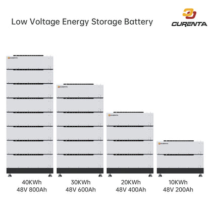 CURENTA 48V 51.2V 100Ah Stackable LiFePO4 Solar Battery 5KWH 10KWH 15KWH 20KWH Energy Storage Lithium Battery Pack EU Stock Ready to Ship