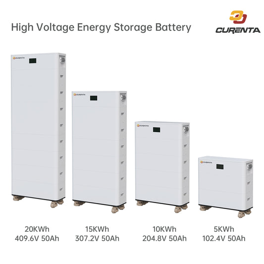 CURENTA High Voltage LiFePO4 Battery 48V~512V 51.2V 50AH 2.5KWh Stackable Lithium ion Battery Module for Home Solar Energy Storage Systems