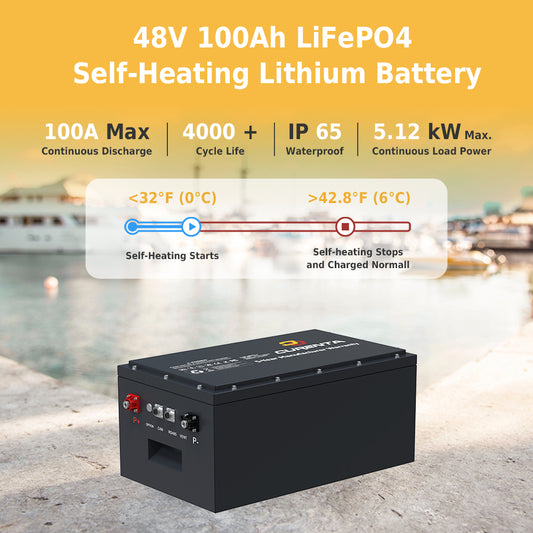 CURENTA 48V 100Ah Self Heating Marine Boat Yacht LiFePO4 Lithium Power Battery 5KWh Off-Grid Solar Energy Storage System Battery Pack EU Ready to Ship