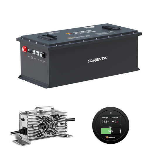 CURENTA-Batterie, 72 V, 105 Ah, Lithium-Golfwagen-Batterie, integriertes intelligentes 200-A-BMS, mit Touch-Monitor und mobiler App, über 6000 Zyklen wiederaufladbare LiFePO4-Batterie, max. 15,36 kW Leistungsabgabe, perfekt für Golfwagen