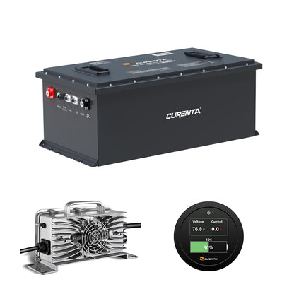 CURENTA-Batterie, 72 V, 200 Ah, Lithium-Golfwagen-Batterie, integriertes intelligentes 200-A-BMS, mit Touch-Monitor und mobiler App, über 6000 Zyklen wiederaufladbare LiFePO4-Batterie, max. 15,36 kW Leistungsabgabe, perfekt für Golfwagen