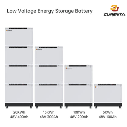 CURENTA 48V 100Ah Stackable LiFePO4 Lithium Solar Battery 5KWH 10KWH 15KWH 20KWH Battery Box Energy Storage System Battery Pack with 12KW 3-Phase DEYE Inverter